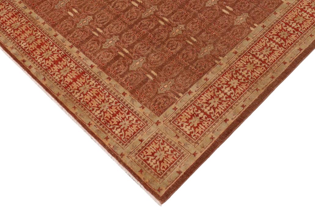 handmade Transitional Kafkaz Chobi Ziegler Brown Rust Hand Knotted RECTANGLE 100% WOOL area rug 9 x 12