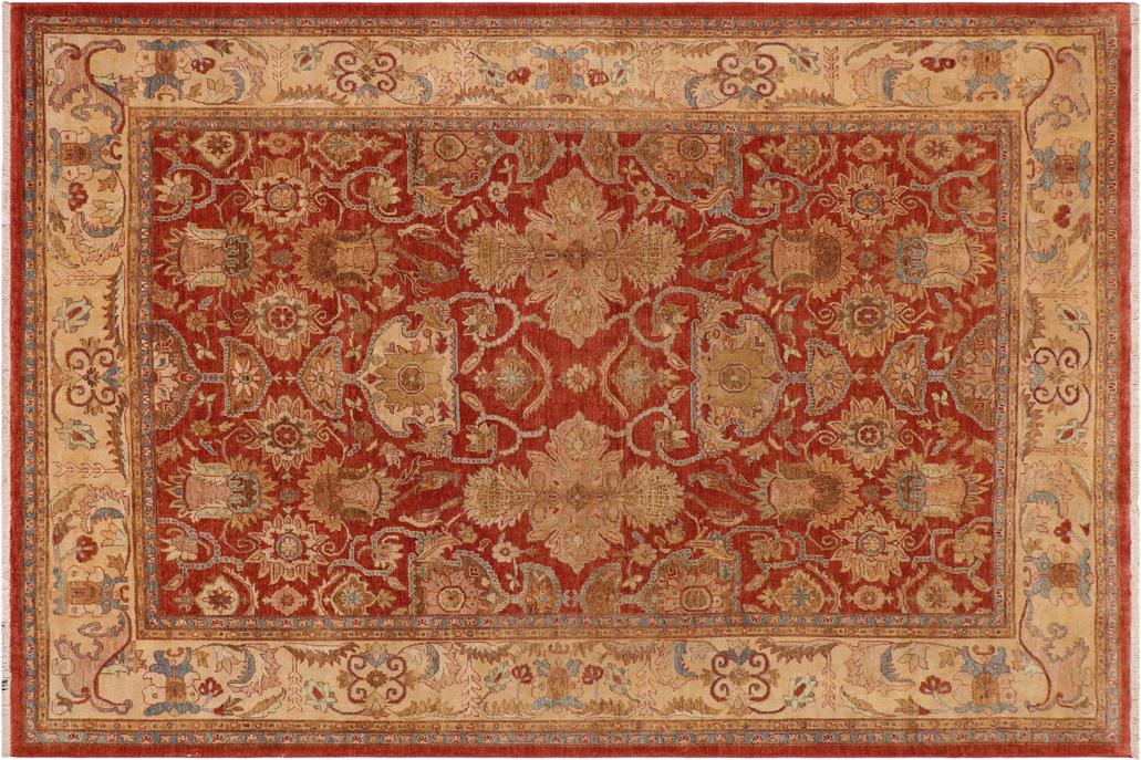 handmade Traditional Kafkaz Chobi Ziegler Rust Beige Hand Knotted RECTANGLE 100% WOOL area rug 9 x 11