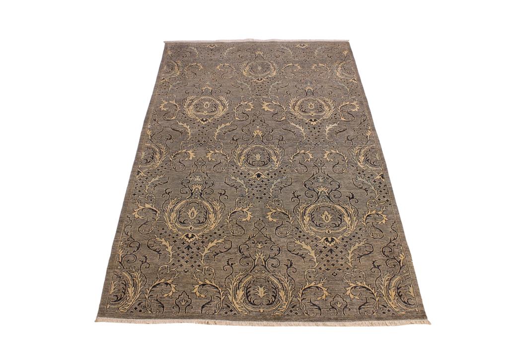 handmade Transitional Kafkaz Chobi Ziegler Gray Ivory Hand Knotted RECTANGLE 100% WOOL area rug 6 x 9