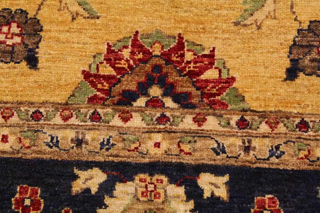handmade Traditional Kafkaz Chobi Ziegler Gold Blue Hand Knotted RECTANGLE 100% WOOL area rug 9 x 12