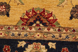 handmade Traditional Kafkaz Chobi Ziegler Gold Blue Hand Knotted RECTANGLE 100% WOOL area rug 9 x 12