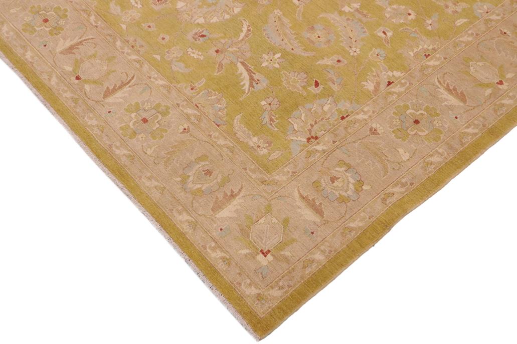 handmade Traditional Kafkaz Chobi Ziegler Lt. Green Taupe Hand Knotted RECTANGLE 100% WOOL area rug 9 x 12