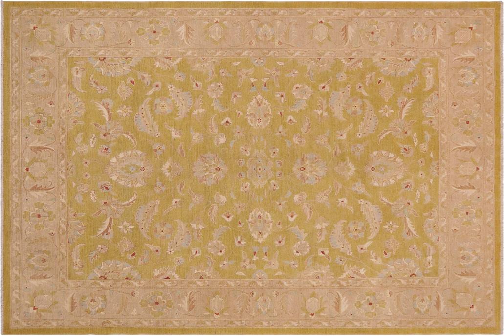 handmade Traditional Kafkaz Chobi Ziegler Lt. Green Taupe Hand Knotted RECTANGLE 100% WOOL area rug 9 x 12