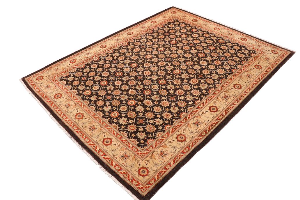 handmade Transitional Kafkaz Chobi Ziegler Brown Beige Hand Knotted RECTANGLE 100% WOOL area rug 9 x 12