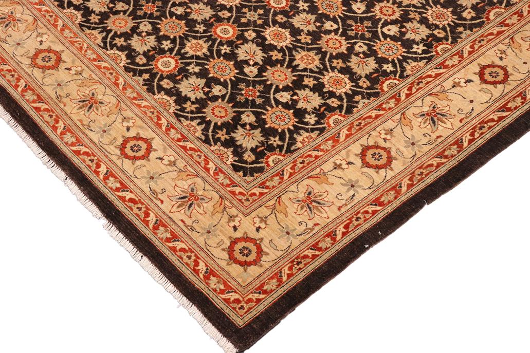 handmade Transitional Kafkaz Chobi Ziegler Brown Beige Hand Knotted RECTANGLE 100% WOOL area rug 9 x 12
