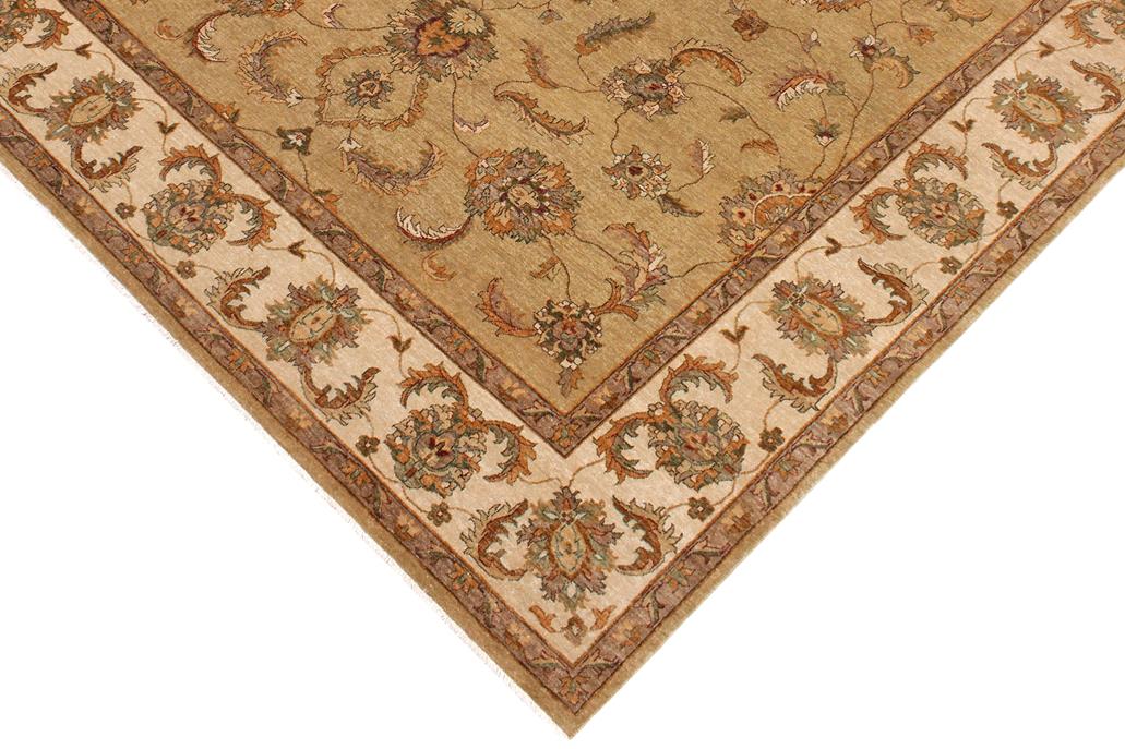 handmade Traditional Kafkaz Chobi Ziegler Gold Beige Hand Knotted RECTANGLE 100% WOOL area rug 9 x 12