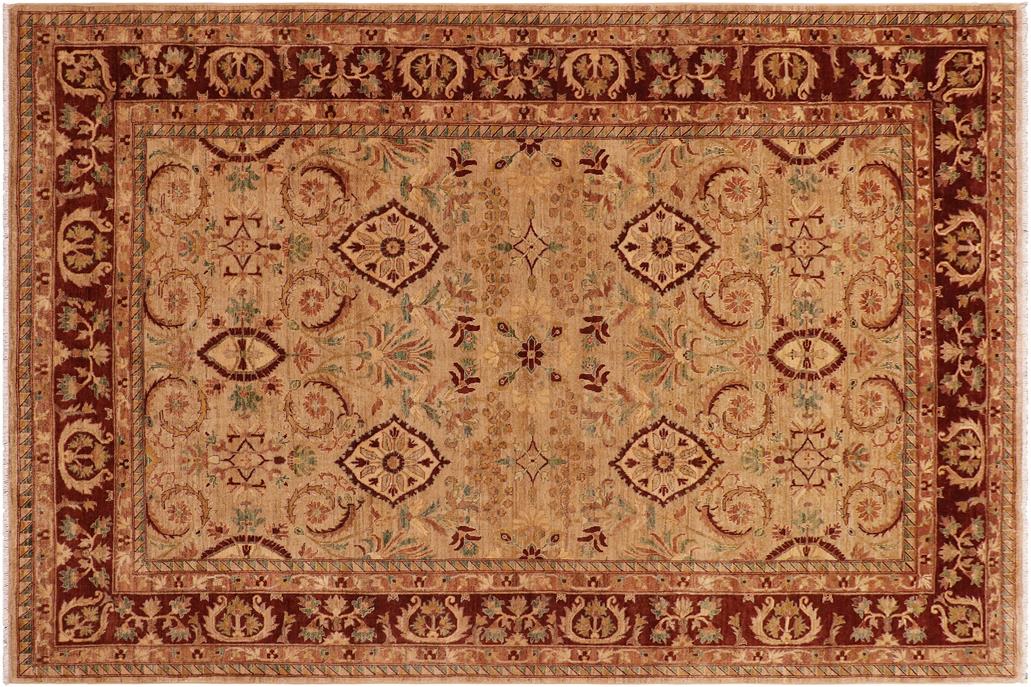 handmade Traditional Kafkaz Chobi Ziegler Tan Brown Hand Knotted RECTANGLE 100% WOOL area rug 9 x 12