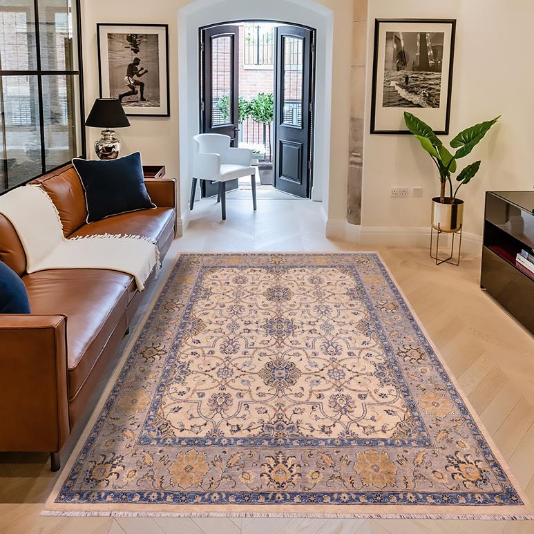 handmade Traditional Kafkaz Chobi Ziegler Ivory Gray Hand Knotted RECTANGLE 100% WOOL area rug 9 x 11