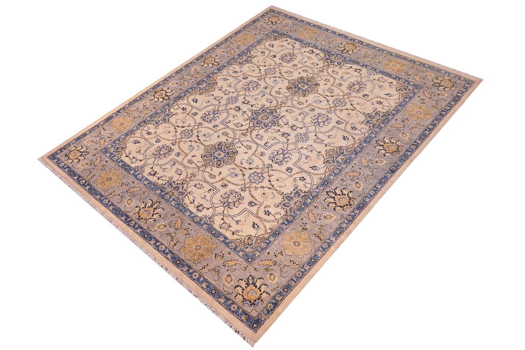handmade Traditional Kafkaz Chobi Ziegler Ivory Gray Hand Knotted RECTANGLE 100% WOOL area rug 9 x 11