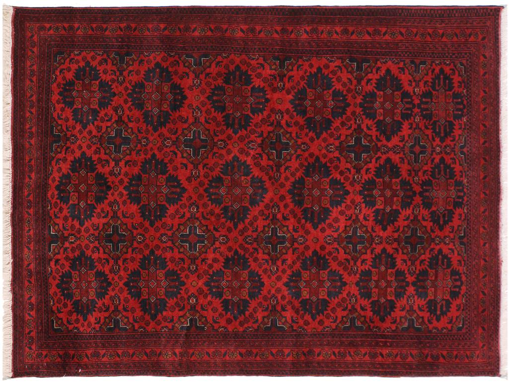 handmade Tribal Biljik Khal Muhammadi Drk. Red Black Hand Knotted RECTANGLE 100% WOOL area rug 4x6