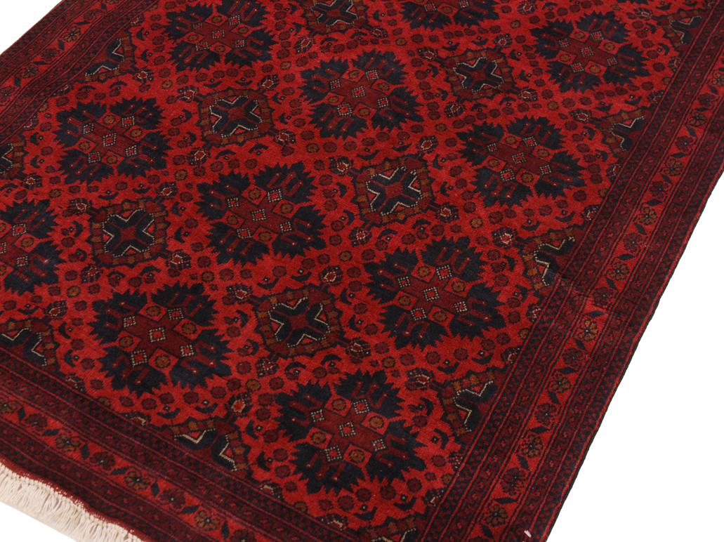 handmade Tribal Biljik Khal Muhammadi Drk. Red Black Hand Knotted RECTANGLE 100% WOOL area rug 4x6