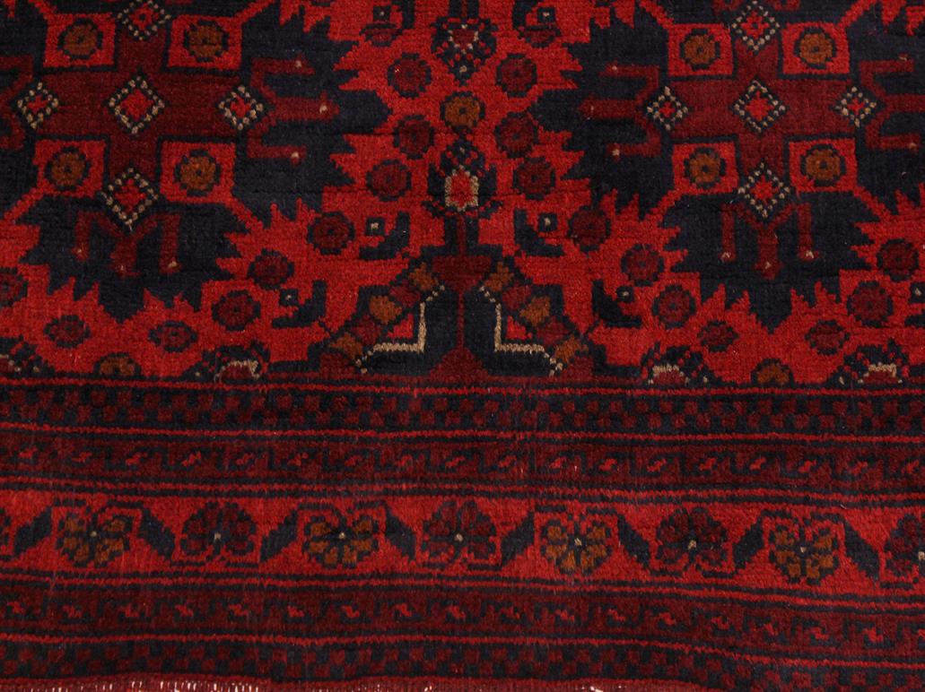 handmade Tribal Biljik Khal Muhammadi Drk. Red Black Hand Knotted RECTANGLE 100% WOOL area rug 4x6