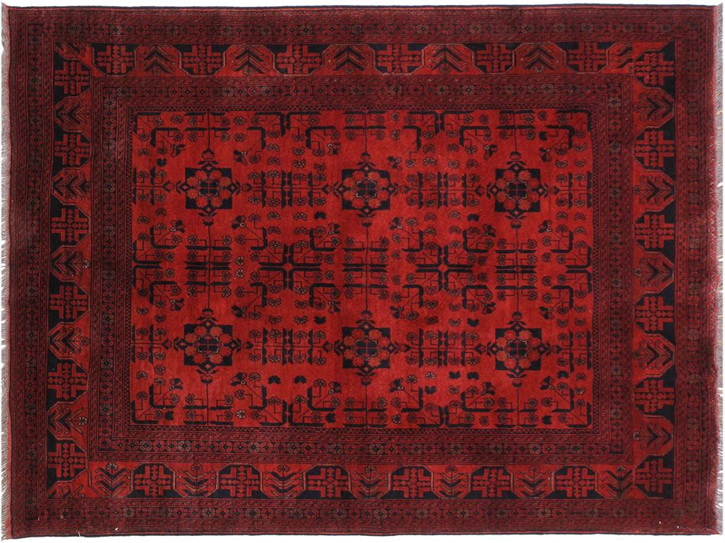 handmade Tribal Biljik Khal Muhammadi Drk. Red Black Hand Knotted RECTANGLE 100% WOOL area rug 6x8