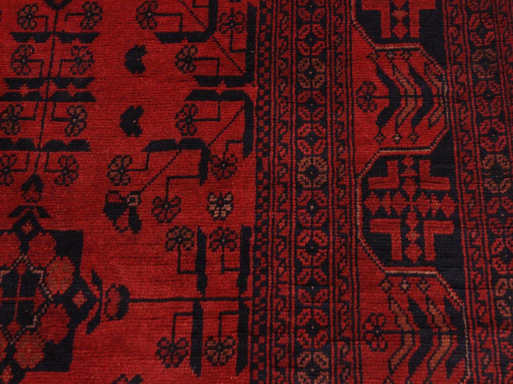 handmade Tribal Biljik Khal Muhammadi Drk. Red Black Hand Knotted RECTANGLE 100% WOOL area rug 6x8