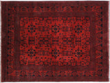 handmade Tribal Biljik Khal Muhammadi Drk. Red Black Hand Knotted RECTANGLE 100% WOOL area rug 6x8