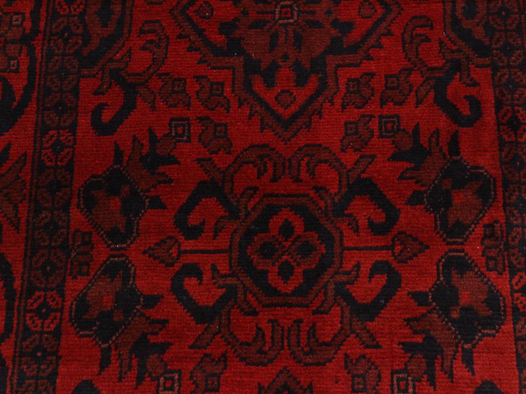 handmade Tribal Biljik Khal Muhammadi Drk. Red Black Hand Knotted RUNNER 100% WOOL Runner 3x10