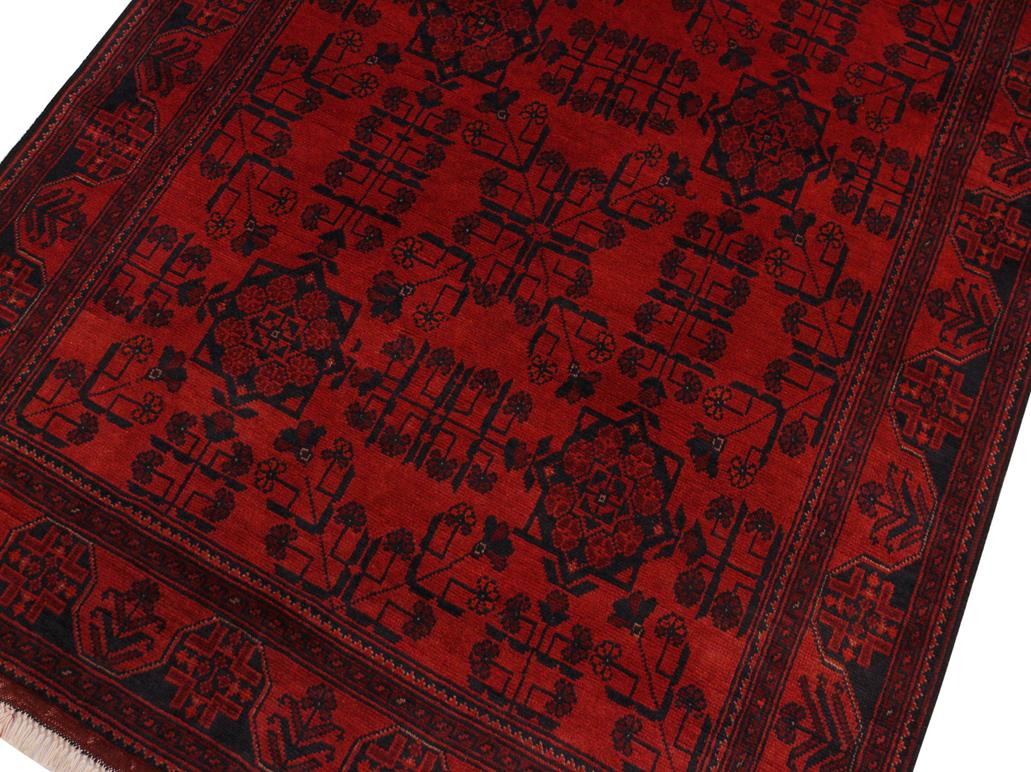 handmade Tribal Biljik Khal Muhammadi Drk. Red Black Hand Knotted RECTANGLE 100% WOOL area rug 4x6