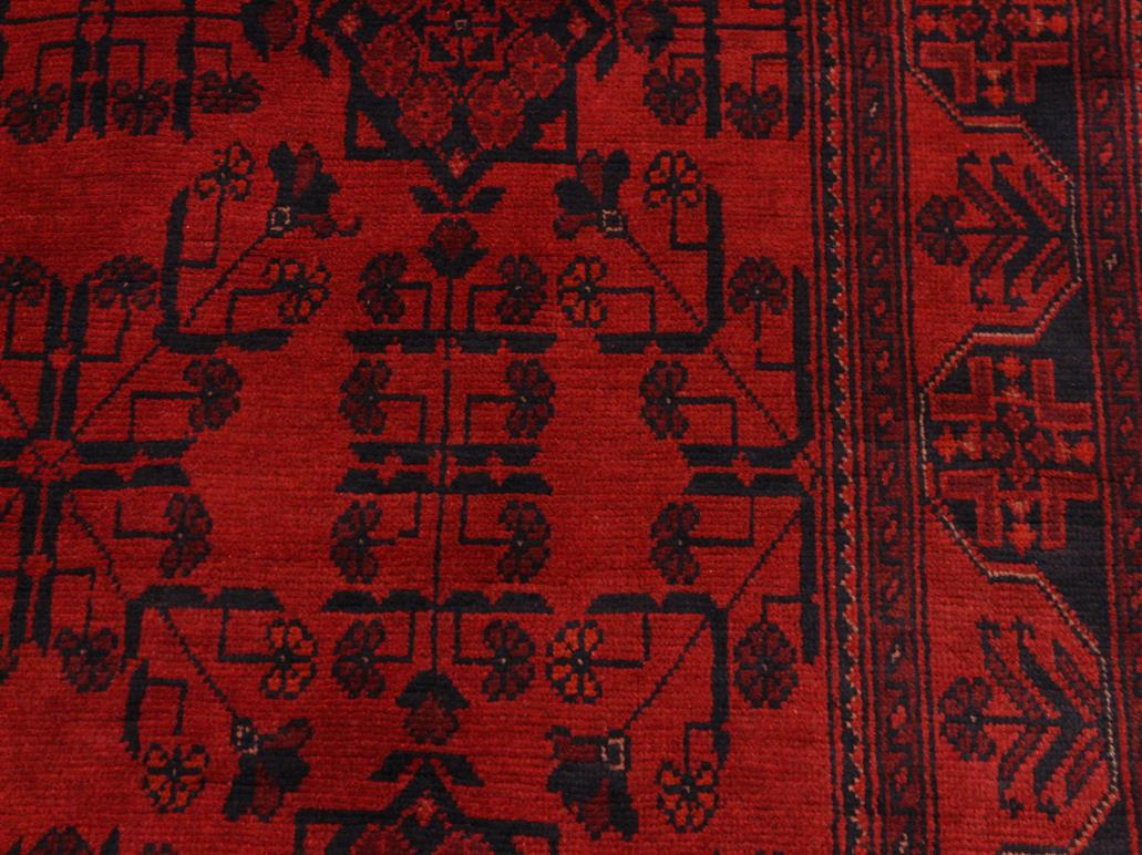 handmade Tribal Biljik Khal Muhammadi Drk. Red Black Hand Knotted RECTANGLE 100% WOOL area rug 4x6
