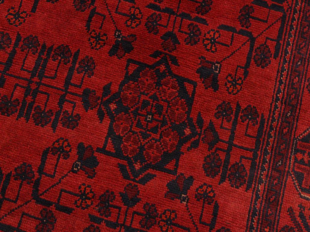 handmade Tribal Biljik Khal Muhammadi Drk. Red Black Hand Knotted RECTANGLE 100% WOOL area rug 4x6