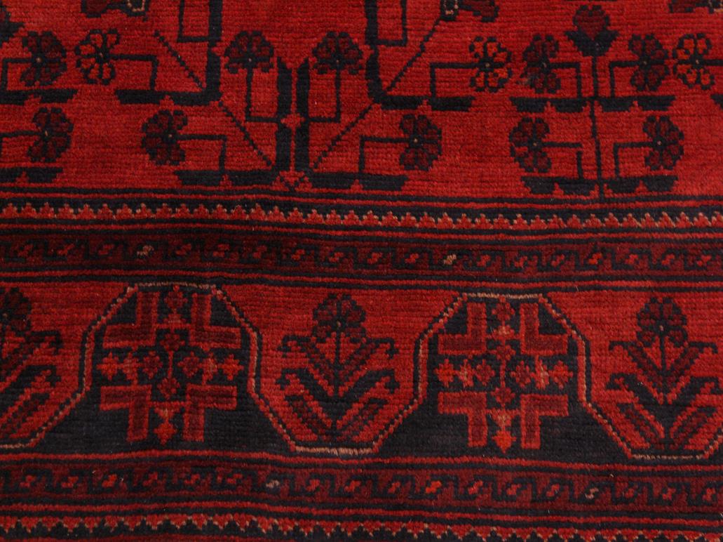 handmade Tribal Biljik Khal Muhammadi Drk. Red Black Hand Knotted RECTANGLE 100% WOOL area rug 4x6