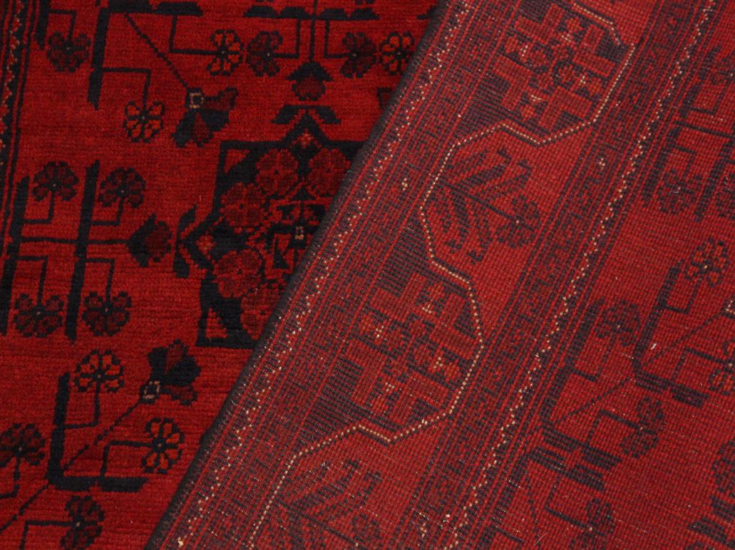 handmade Tribal Biljik Khal Muhammadi Drk. Red Black Hand Knotted RECTANGLE 100% WOOL area rug 4x6