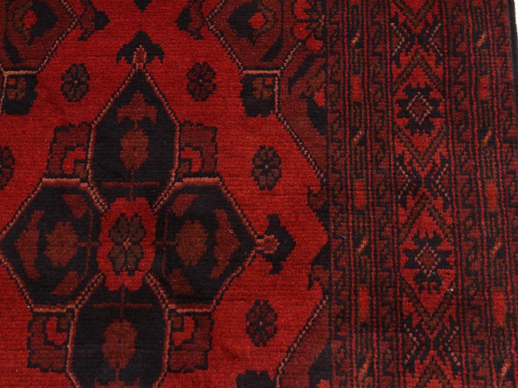 handmade Tribal Biljik Khal Muhammadi Drk. Red Black Hand Knotted RUNNER 100% WOOL Runner 3x10