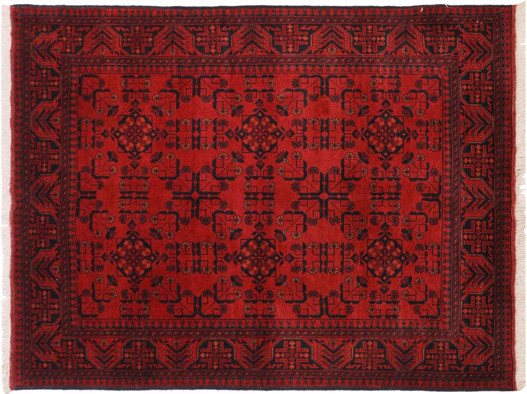 handmade Tribal Biljik Khal Muhammadi Drk. Red Black Hand Knotted RECTANGLE 100% WOOL area rug 4x6