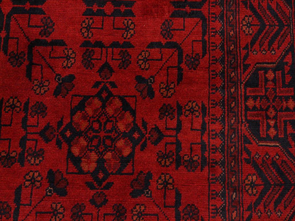 handmade Tribal Biljik Khal Muhammadi Drk. Red Black Hand Knotted RECTANGLE 100% WOOL area rug 4x6