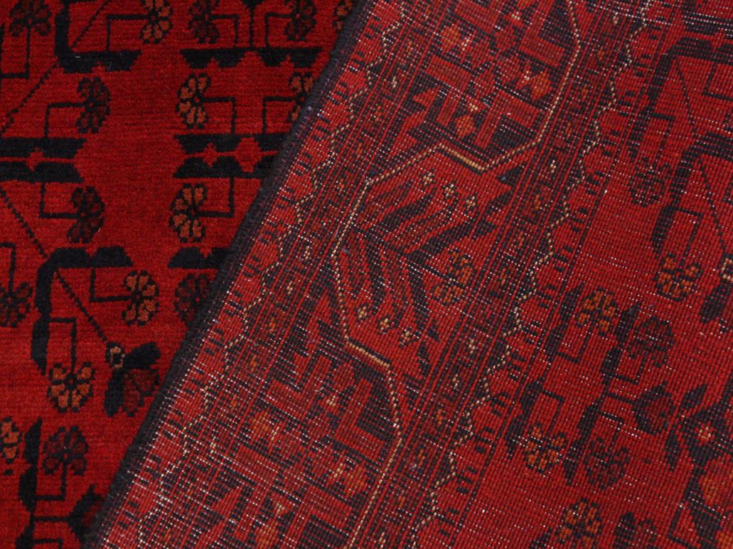 handmade Tribal Biljik Khal Muhammadi Drk. Red Black Hand Knotted RECTANGLE 100% WOOL area rug 4x6