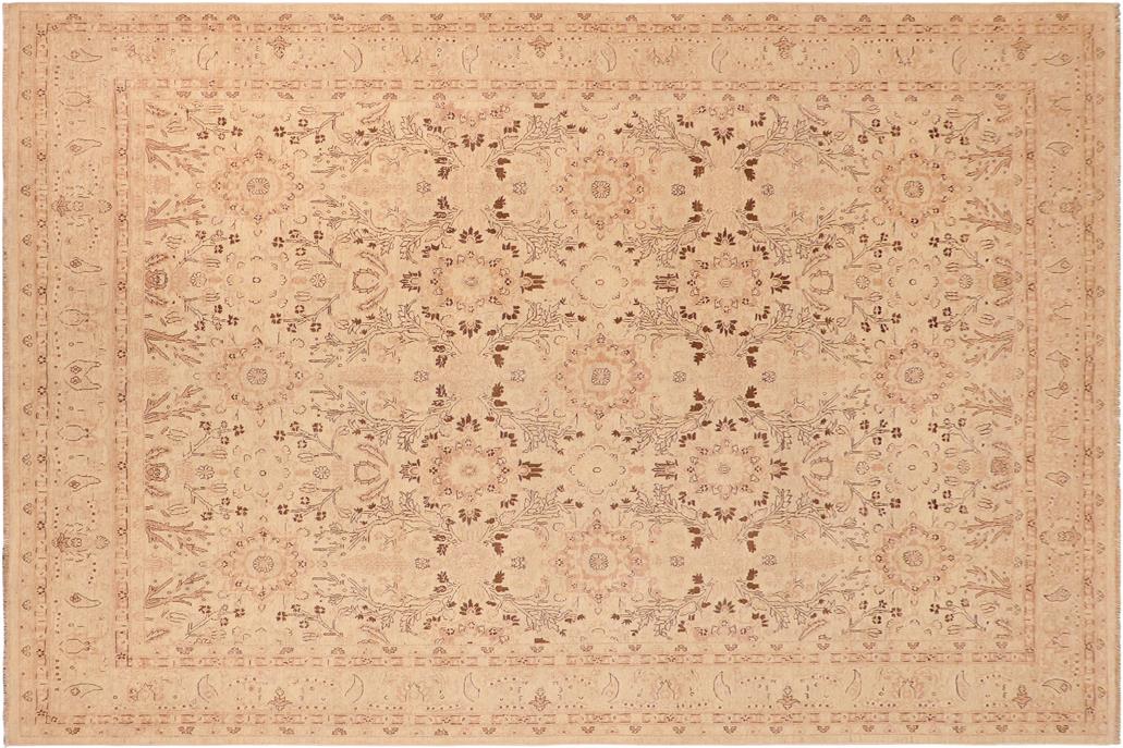 handmade Transitional Kafkaz Chobi Ziegler Tan Brown Hand Knotted RECTANGLE 100% WOOL area rug 10 x 13