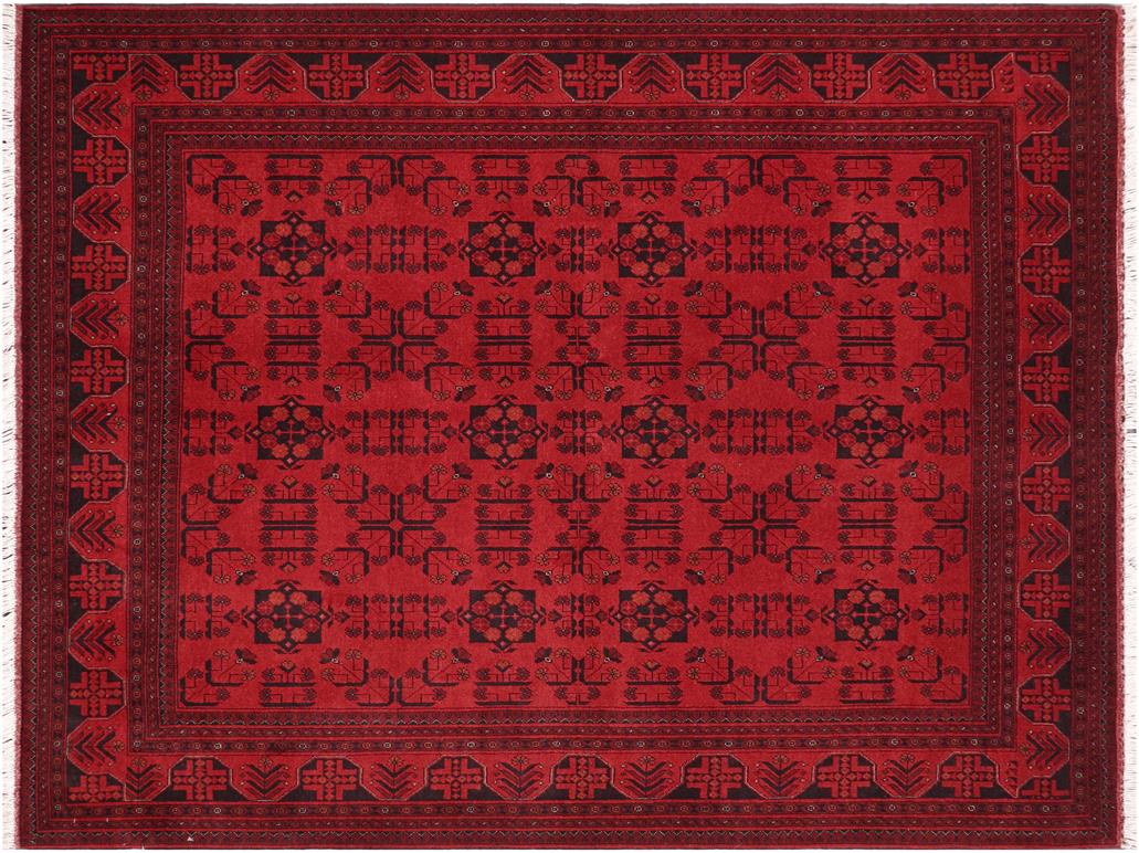 handmade Tribal Biljik Khal Muhammadi Red Black Hand Knotted RECTANGLE 100% WOOL area rug 6x8