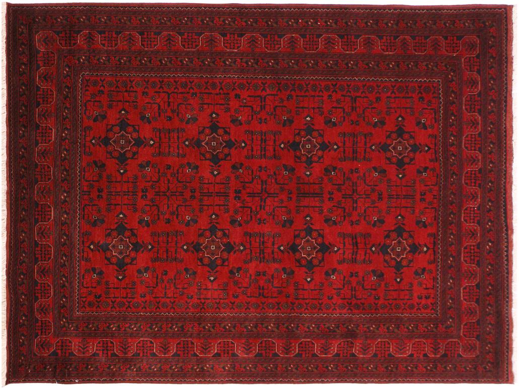 handmade Tribal Biljik Khal Muhammadi Drk. Red Black Hand Knotted RECTANGLE 100% WOOL area rug 6x8