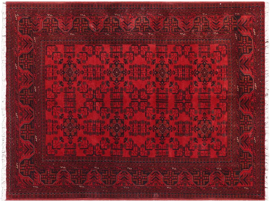 handmade Tribal Biljik Khal Muhammadi Red Black Hand Knotted RECTANGLE 100% WOOL area rug 5x7