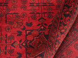handmade Tribal Biljik Khal Muhammadi Red Black Hand Knotted RECTANGLE 100% WOOL area rug 5x6