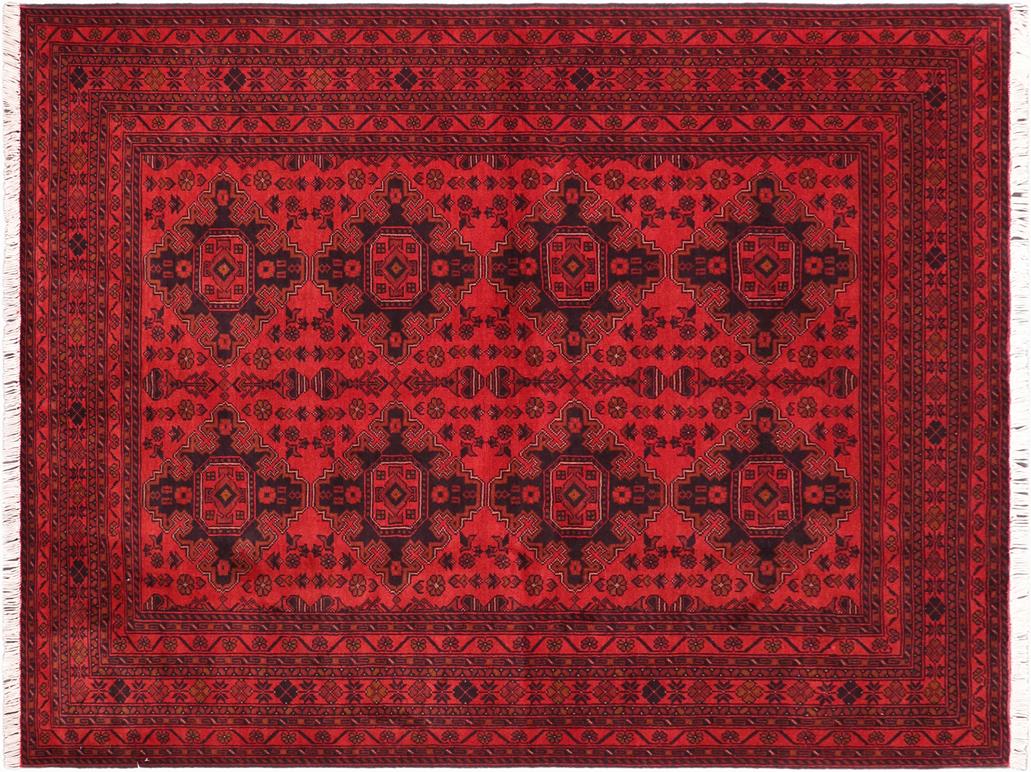 handmade Tribal Biljik Khal Muhammadi Red Blue Hand Knotted RECTANGLE 100% WOOL area rug 6x8