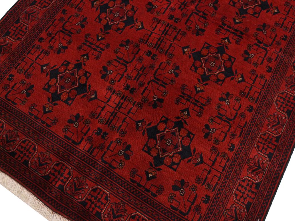 handmade Tribal Biljik Khal Muhammadi Drk. Red Black Hand Knotted RECTANGLE 100% WOOL area rug 4x6