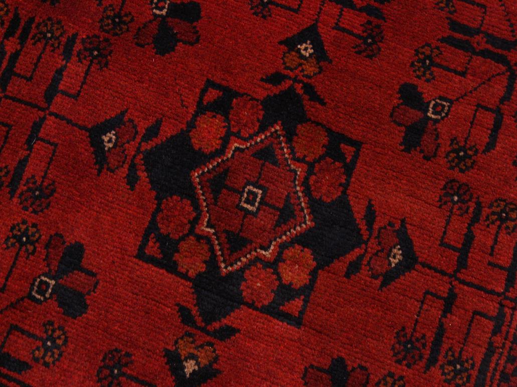handmade Tribal Biljik Khal Muhammadi Drk. Red Black Hand Knotted RECTANGLE 100% WOOL area rug 4x6