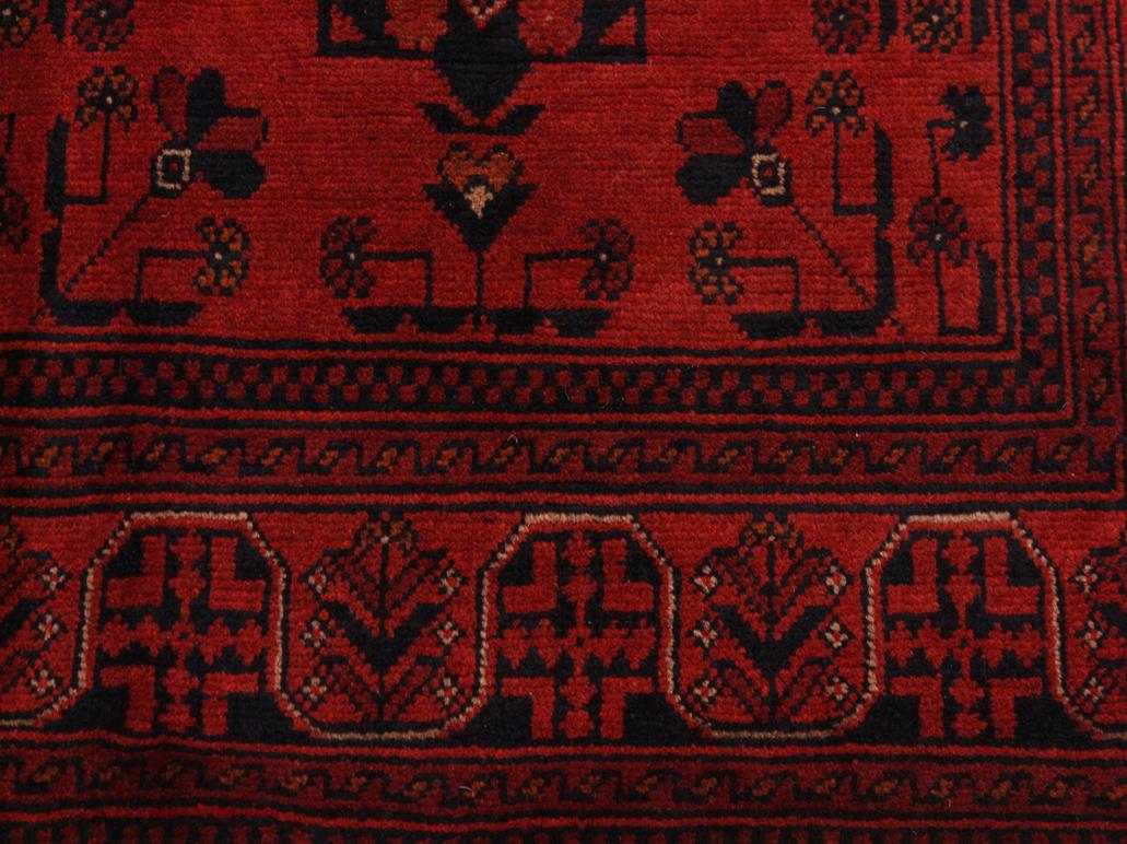 handmade Tribal Biljik Khal Muhammadi Drk. Red Black Hand Knotted RECTANGLE 100% WOOL area rug 4x6