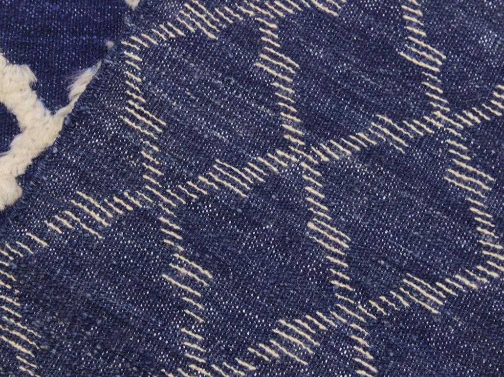 handmade Modern Moroccan Hi Blue Ivory Hand Knotted RECTANGLE 100% WOOL area rug 8x10