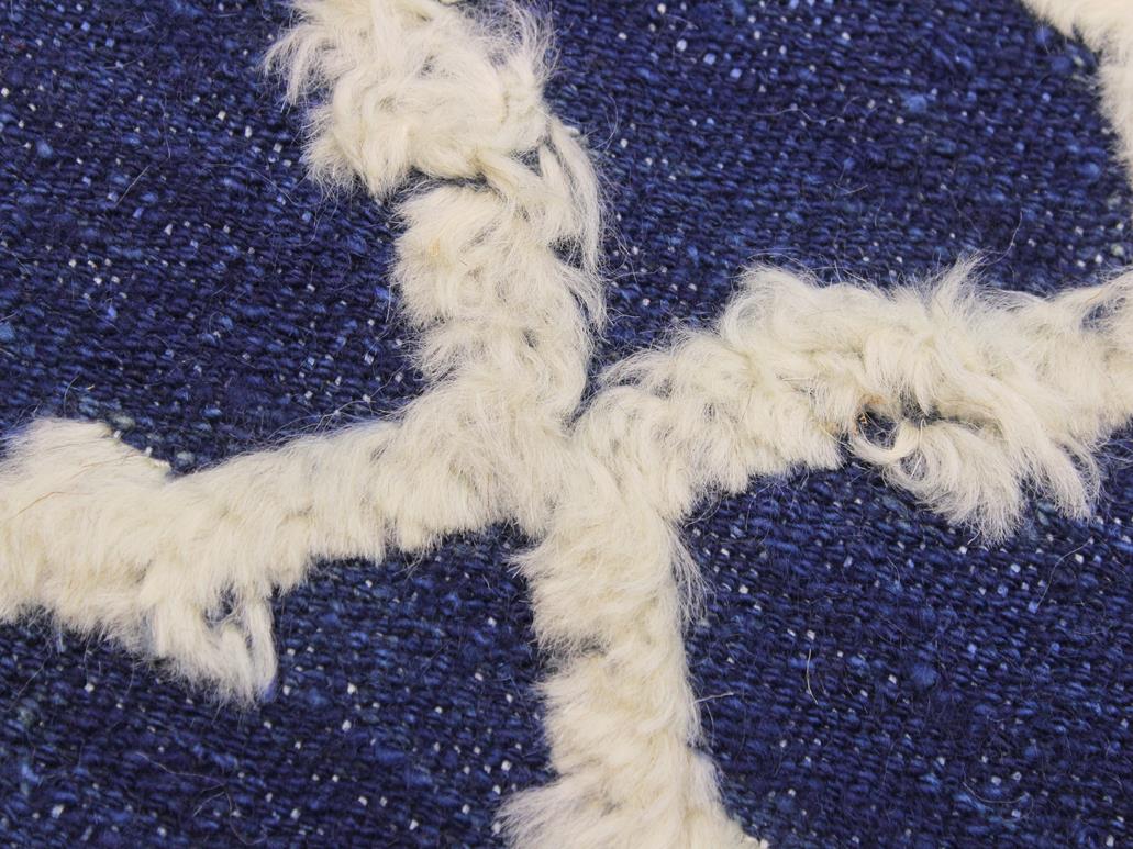 handmade Modern Moroccan Hi Blue Ivory Hand Knotted RECTANGLE 100% WOOL area rug 8x10