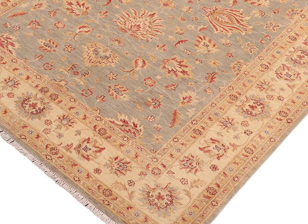 handmade Traditional Kafkaz Chobi Ziegler Gray Beige Hand Knotted RECTANGLE 100% WOOL area rug 7 x 11
