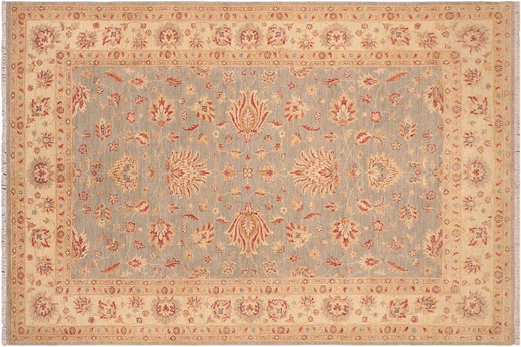 handmade Traditional Kafkaz Chobi Ziegler Gray Beige Hand Knotted RECTANGLE 100% WOOL area rug 7 x 11