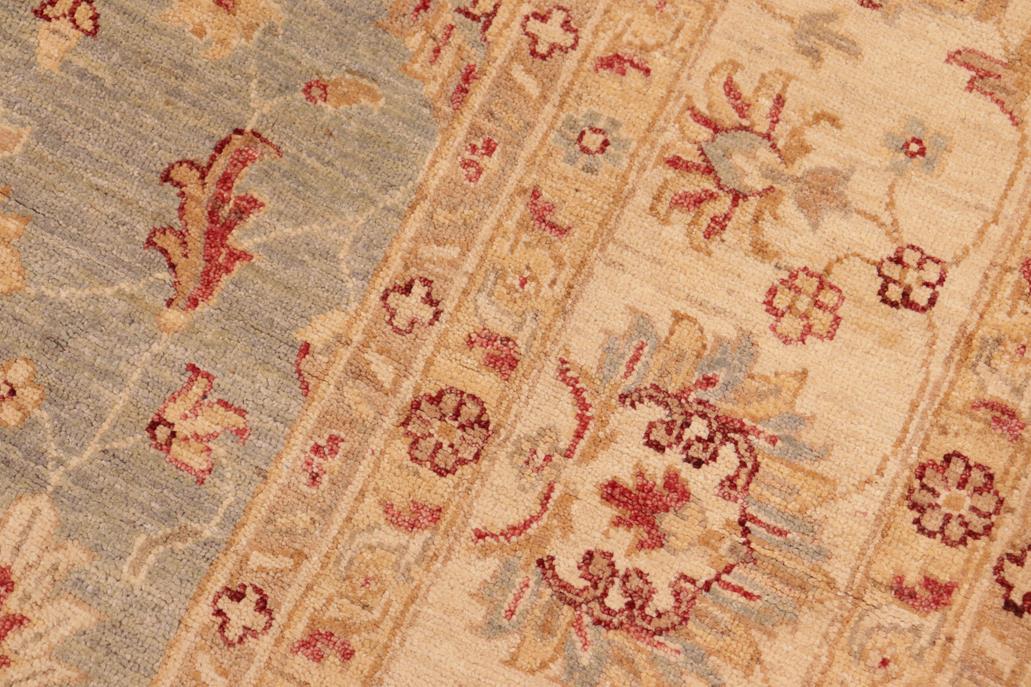 handmade Traditional Kafkaz Chobi Ziegler Gray Beige Hand Knotted RECTANGLE 100% WOOL area rug 7 x 11