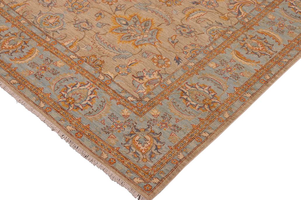 handmade Traditional Kafkaz Chobi Ziegler Gray Blue Hand Knotted RECTANGLE 100% WOOL area rug 10 x 14