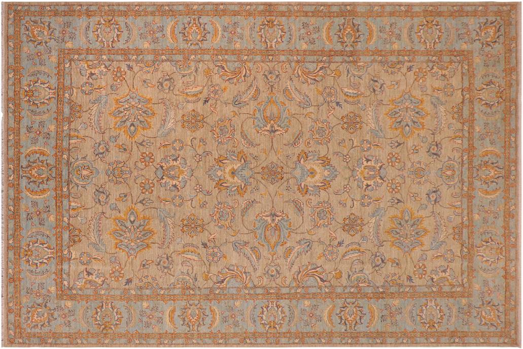 handmade Traditional Kafkaz Chobi Ziegler Gray Blue Hand Knotted RECTANGLE 100% WOOL area rug 10 x 14