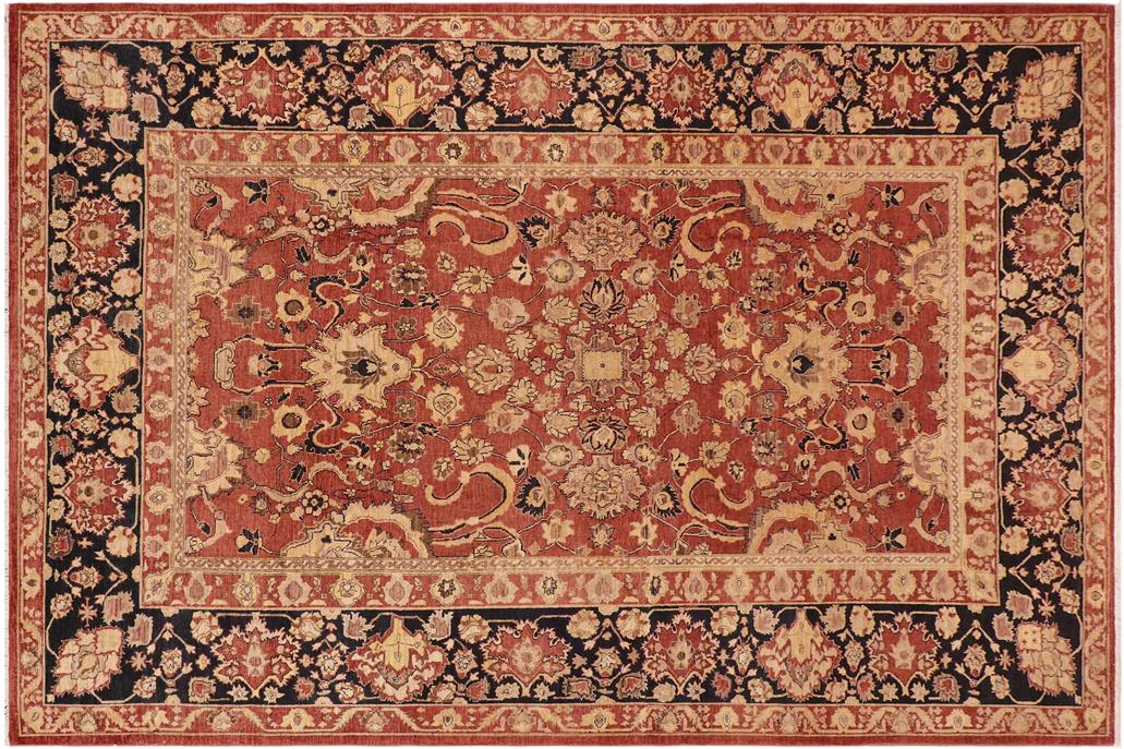 handmade Traditional Kafkaz Chobi Ziegler Rust Blue Hand Knotted RECTANGLE 100% WOOL area rug 10 x 14