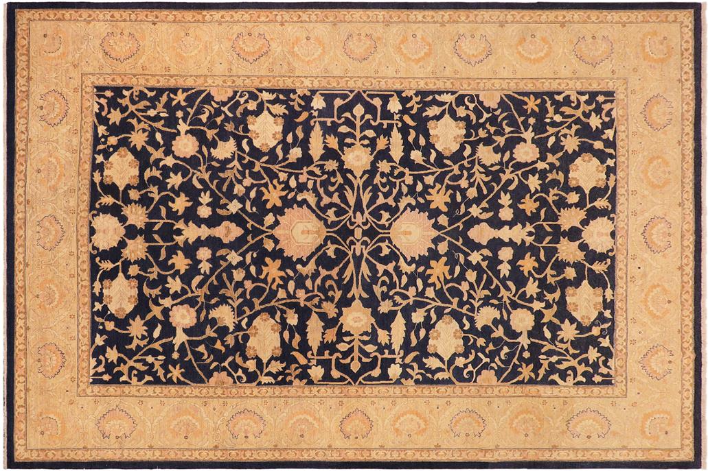 handmade Traditional Kafkaz Chobi Ziegler Blue Gold Hand Knotted RECTANGLE 100% WOOL area rug 10 x 14