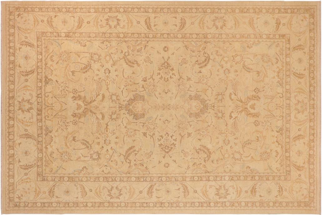 handmade Traditional Kafkaz Chobi Ziegler Tan Beige Hand Knotted RECTANGLE 100% WOOL area rug 10 x 14
