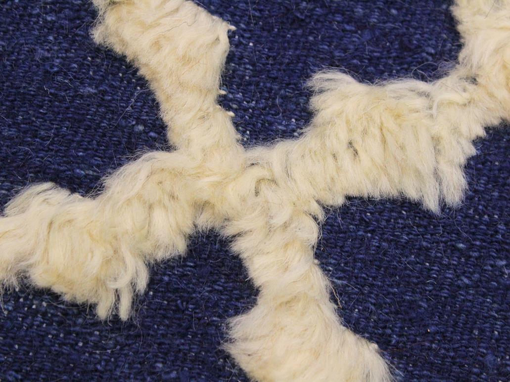 handmade Modern Moroccan Hi Blue Ivory Hand Knotted RECTANGLE 100% WOOL area rug 5x7