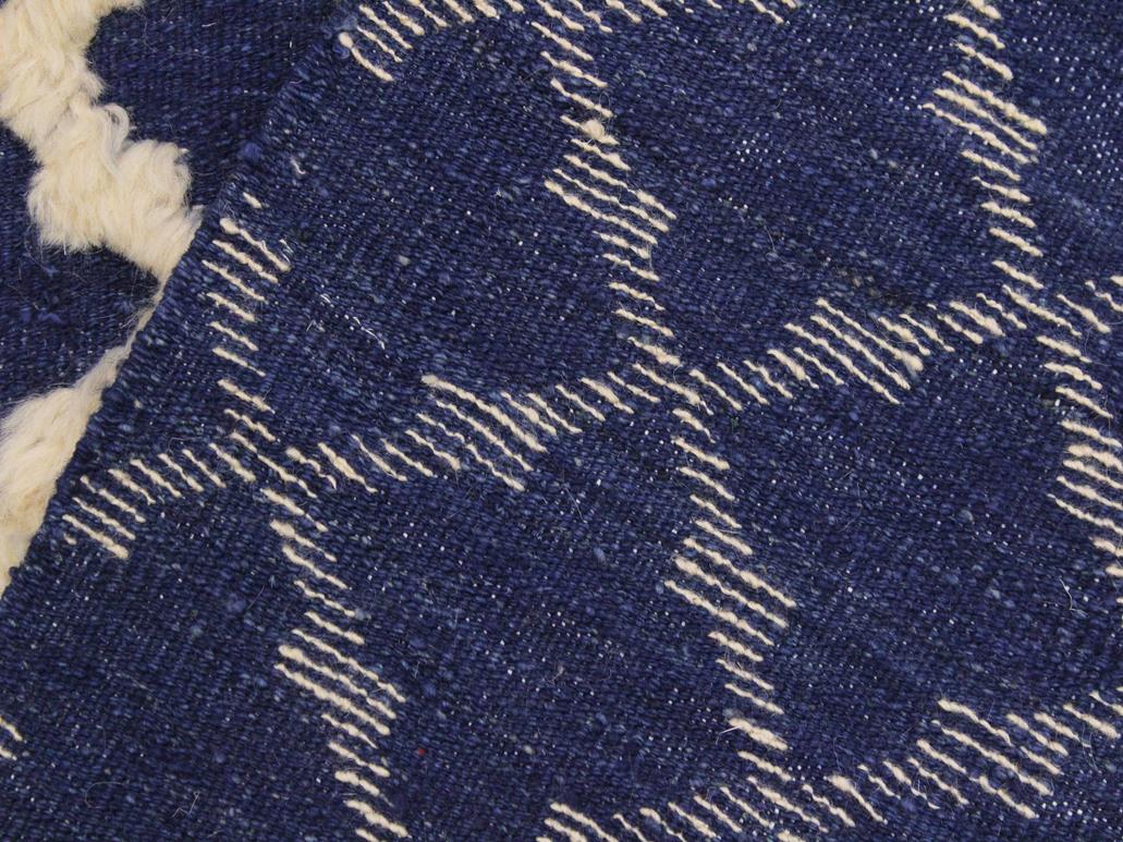 handmade Modern Moroccan Hi Blue Ivory Hand Knotted RECTANGLE 100% WOOL area rug 5x7